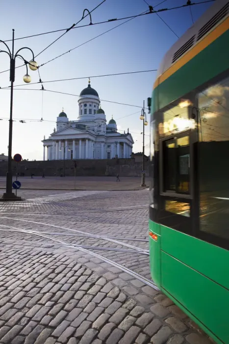 Framed Print : Tram passing in front of Lutheran Cathedral in Senate Square, Helsinki, Finland Framed Print : Tram passing in front of Lutheran Cathedral in Senate Square, Helsinki, Finland