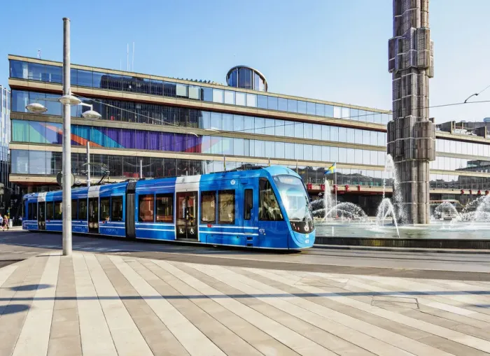 Framed Print : Tram at the Sergels torg, Stockholm, Stockholm County, Sweden