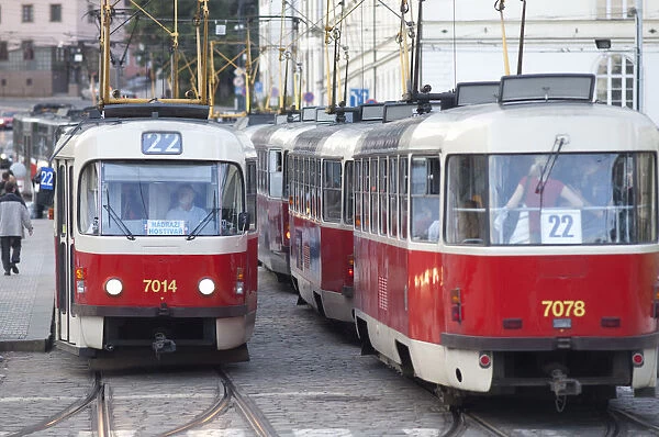 Trams, Mala Strana, Prague, Czech Republic