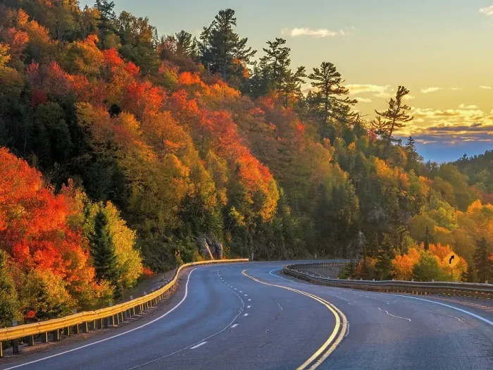 Framed Print : The Trans-Canada Highway in autumn, Montreal Harbour, Ontario, Canada Framed Print : The Trans-Canada Highway in autumn, Montreal Harbour, Ontario, Canada