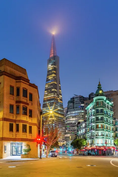 Framed Print : Transamerica Pyramid Building From North Beach before Sunrise with some Fogginess, San Francisco, California, USA Framed Print : Transamerica Pyramid Building From North Beach before Sunrise with some Fogginess, San Francisco, California, USA