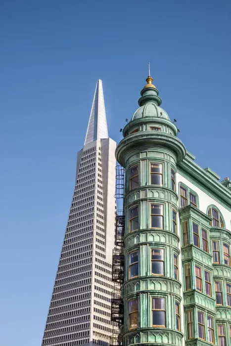Framed Print : Transamerica Pyramid and Columbus Tower, San Francisco, California, USA Framed Print : Transamerica Pyramid and Columbus Tower, San Francisco, California, USA