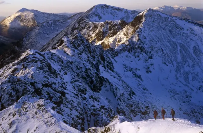 Framed Print : Traversing the Aonach Eagach Ridge above Glencoe, Scottish Highlands Framed Print : Traversing the Aonach Eagach Ridge above Glencoe, Scottish Highlands