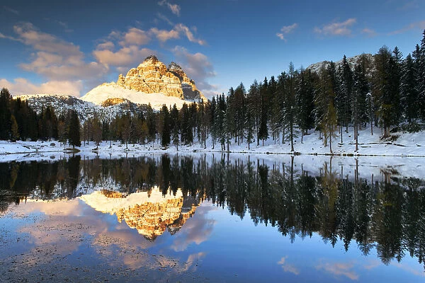 Tre Cime di Lavaredo Reflecting in Lake Antorno, Belluno Province, Veneto, Dolomites