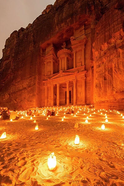 The Treasury at night, Al Khazneh, Petra, Jordan