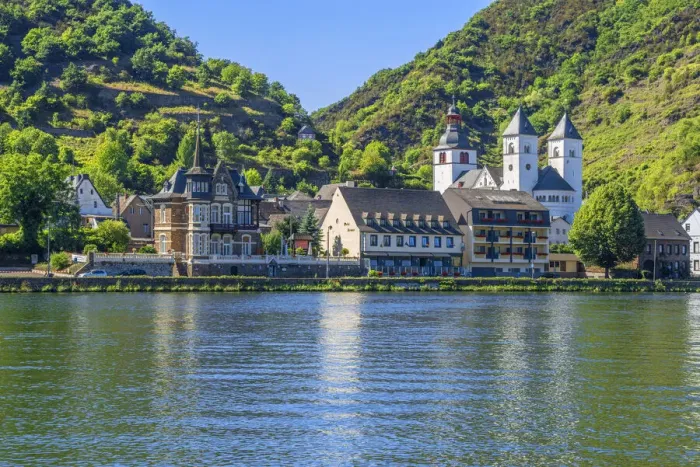 Framed Print : Treis-Karden with collegiate church St. Castor, Mosel valley, Rhineland-Palatinate Framed Print : Treis-Karden with collegiate church St. Castor, Mosel valley, Rhineland-Palatinate