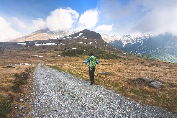 Trekking in Stelvio national park in Brescia province, Lombardy district, Italy