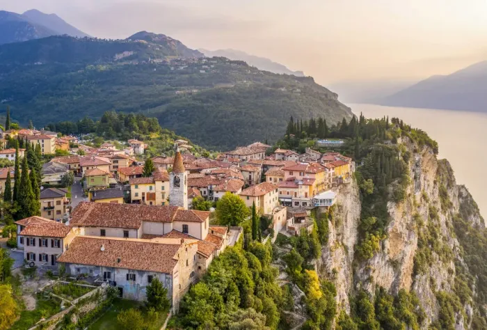 Framed Print : Tremosine village on Garda Lake, Brescia province, Lombardy, Italy Framed Print : Tremosine village on Garda Lake, Brescia province, Lombardy, Italy