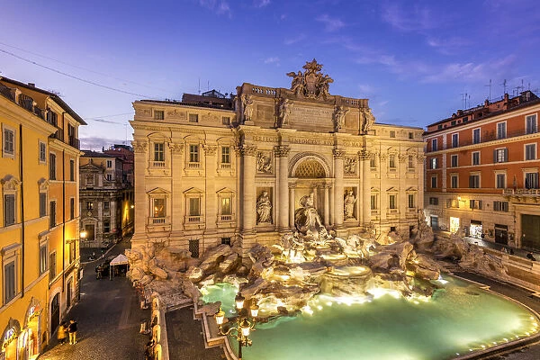 Trevi fountain and Palazzo Poli, Rome, Lazio, Italy