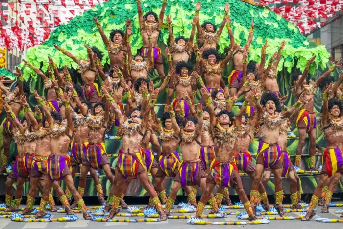 Framed Print : Tribu Paghidaet from La Paz, Iloilo City perform during the 2015 Dinagyang Festival