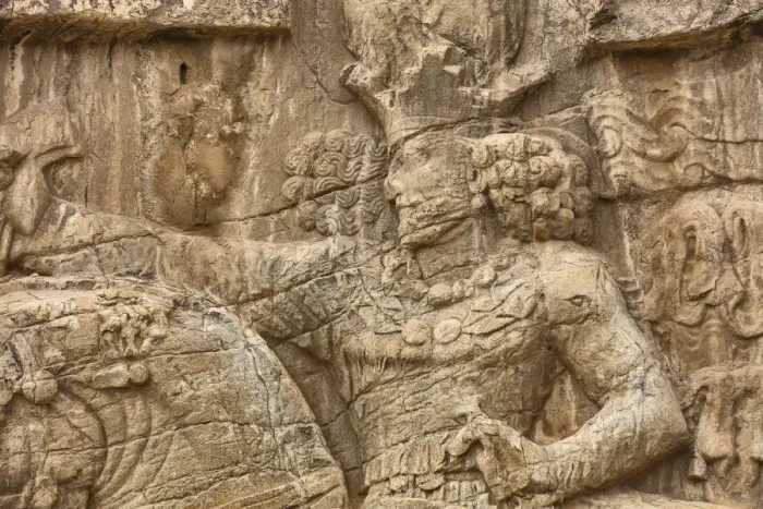 Framed Print : Triumph of Shapur I over the Roman emperor Valerian (241-272), Sassanid relief, Naqsh-e Framed Print : Triumph of Shapur I over the Roman emperor Valerian (241-272), Sassanid relief, Naqsh-e