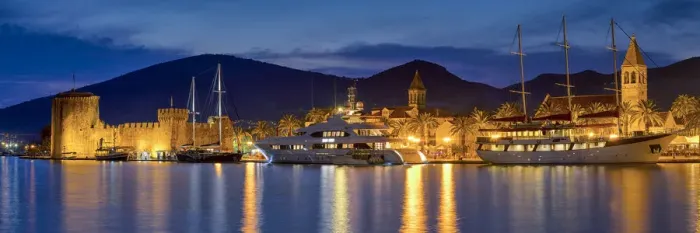Framed Print : Trogir Harbour at Night, Croatia, Dalmatia, Europe Framed Print : Trogir Harbour at Night, Croatia, Dalmatia, Europe