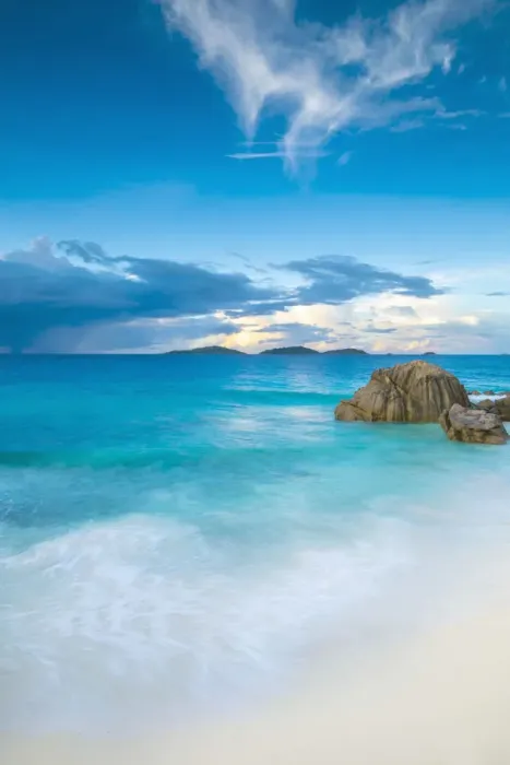 Framed Print : Tropical beach, La Digue, Seychelles