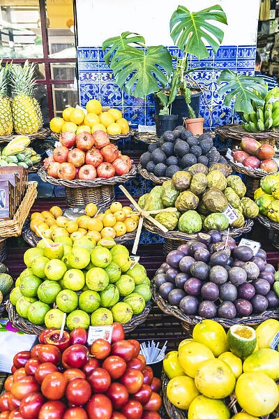 Tropical fruit at Mercado dos Lavradores market, Funchal, Madeira island, Portugal
