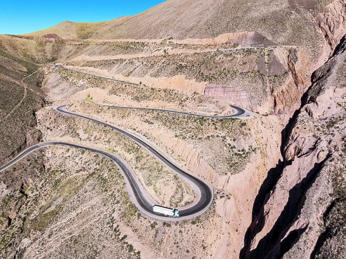 Framed Print : Truck on a winding mountain road, Purmamarca, Puna, Jujuy, Argentina Framed Print : Truck on a winding mountain road, Purmamarca, Puna, Jujuy, Argentina