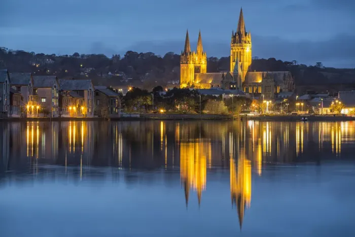 Framed Print : Truro Cathedral reflected in Truro River at dusk, Truro, Cornwall, England Framed Print : Truro Cathedral reflected in Truro River at dusk, Truro, Cornwall, England