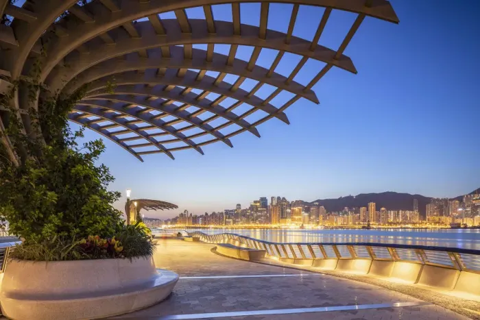 Framed Print : Tsim Sha Tsui promenade at dawn, Tsim Sha Tsui, Kowloon, Hong Kong