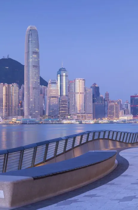 Framed Print : Tsim Sha Tsui promenade and skyline at dawn, Tsim Sha Tsui, Kowloon, Hong Kong Framed Print : Tsim Sha Tsui promenade and skyline at dawn, Tsim Sha Tsui, Kowloon, Hong Kong