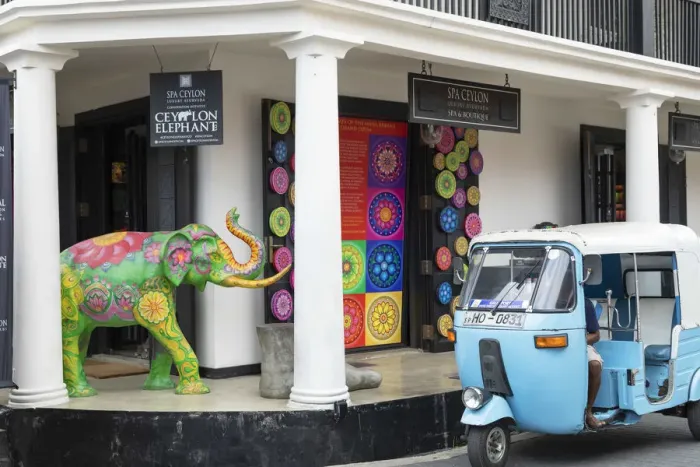 Framed Print : Tuk tuk outside spa shop, Galle, Southern Province, Sri Lanka Framed Print : Tuk tuk outside spa shop, Galle, Southern Province, Sri Lanka