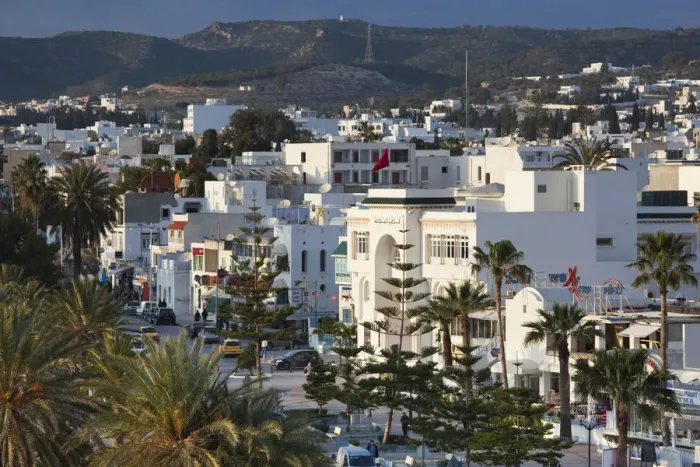 Framed Print : Tunisia, Cap Bon, Hammamet, Avenue de la Republique, elevated view Framed Print : Tunisia, Cap Bon, Hammamet, Avenue de la Republique, elevated view
