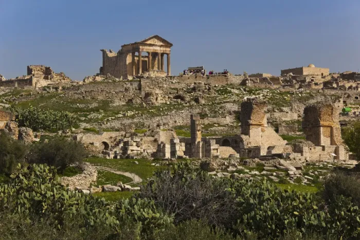 Framed Print : Tunisia, Central Western Tunisia, Dougga, Roman-era city ruins, Unesco site, view Framed Print : Tunisia, Central Western Tunisia, Dougga, Roman-era city ruins, Unesco site, view
