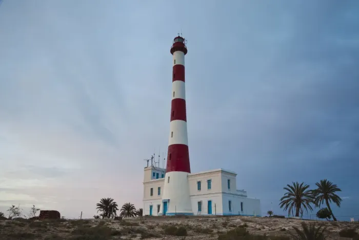 Framed Print : Tunisia, Jerba Island, Houmt Souq, Sidi Mahres Beach, Taguermes Lighthouse