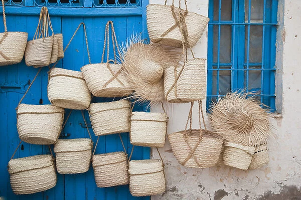 Tunisia, Jerba Island, Midoun, souvenir baskets