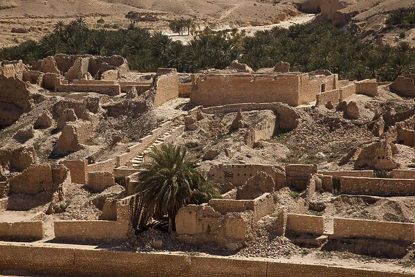 Tunisia, The Jerid Area, Gorges de Selja, Tamerza, ruins of ancient town