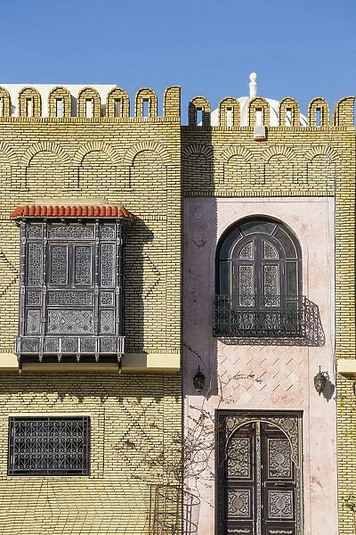 Tunisia, Kairouan, Decorative wooden window of house in the Madina