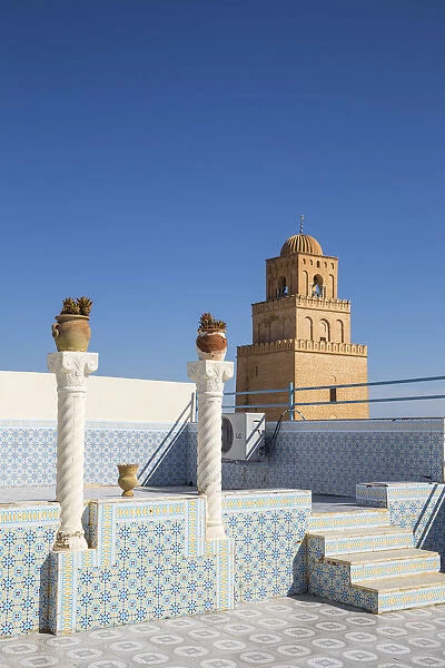 Tunisia, Kairouan, Roof terrace and Great Mosque