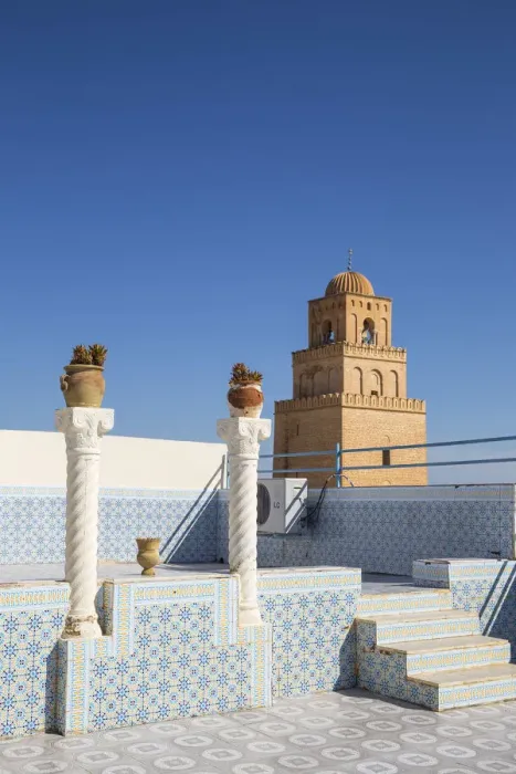 Framed Print : Tunisia, Kairouan, Roof terrace and Great Mosque Framed Print : Tunisia, Kairouan, Roof terrace and Great Mosque