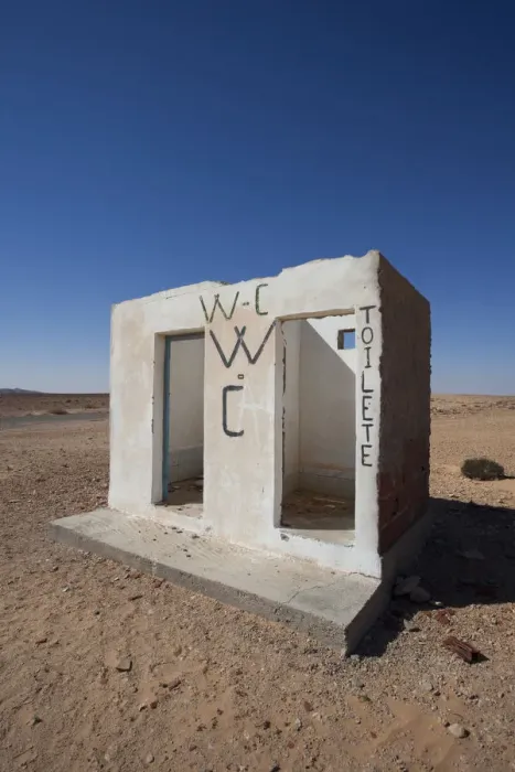 Framed Print : Tunisia, Ksour Area, Route C 105, desert roadside toilets, WC Framed Print : Tunisia, Ksour Area, Route C 105, desert roadside toilets, WC
