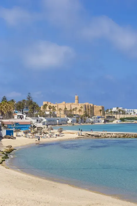 Framed Print : Tunisia, Monastir, View of corniche and fort Framed Print : Tunisia, Monastir, View of corniche and fort