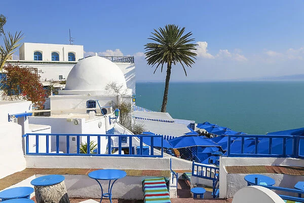 Tunisia, Sidi Bou Said, Cafe des Delices, also called Cafe Sidi Chabaane