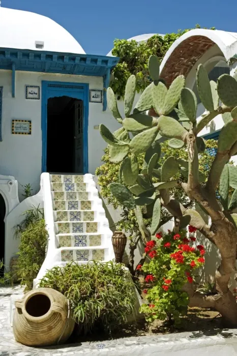 Framed Print : Tunisia, Tunis, Sidi-Bou-Said. Courtyard of a traditional riad or merchants house Framed Print : Tunisia, Tunis, Sidi-Bou-Said. Courtyard of a traditional riad or merchants house