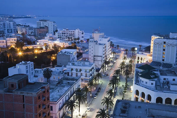 Tunisia, Tunisian Central Coast, Sousse, elevated view of Avenue Habib Bourguiba towards