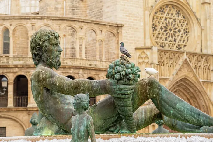 Framed Print : Turia Fountain outside Valencia Cathedral, Valencia, Spain Framed Print : Turia Fountain outside Valencia Cathedral, Valencia, Spain