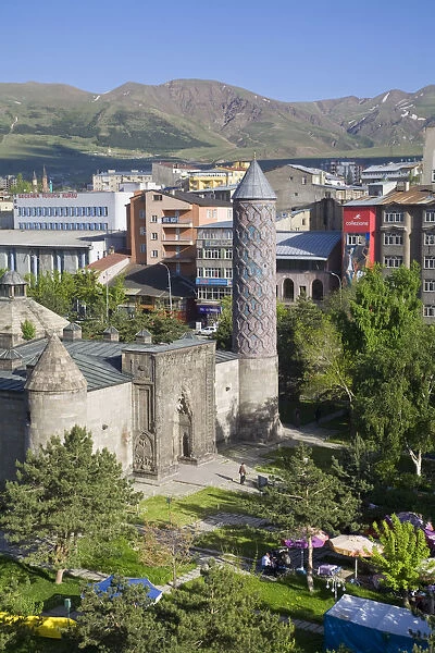 Turkey, Eastern Turkey, Erzurum, City view of Yakutiye Medrese now seving as