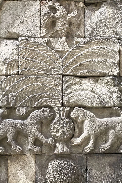Turkey, Eastern Turkey, Erzurum, Two lion reliefs on (Turkish-Islamic Arts & Ethnography