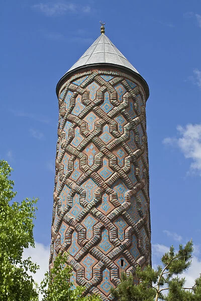Turkey, Eastern Turkey, Erzurum, Mosaic tile work on Minaret of (Turkish-Islamic Arts