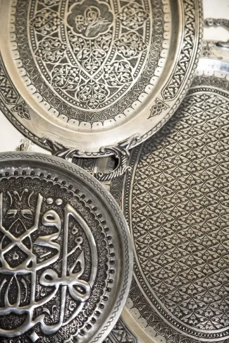 Framed Print : Turkey, Eastern Turkey, Gaziantep, Antep, Bazaar, Blacksmith market, Engraved plates Framed Print : Turkey, Eastern Turkey, Gaziantep, Antep, Bazaar, Blacksmith market, Engraved plates