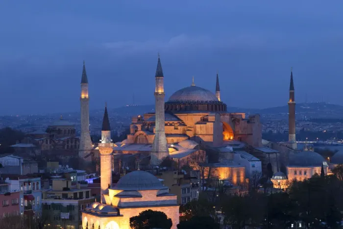 Framed Print : Turkey, Istanbul, Night View of Hagia Sophia