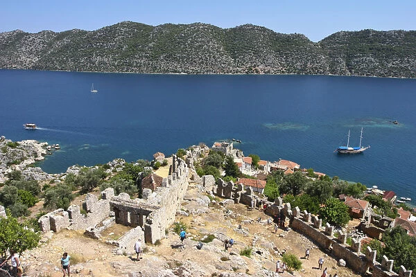 Turkey, Mediterranean Coast, Antalya Province, Kalekoy, harbour from Crusader fortress