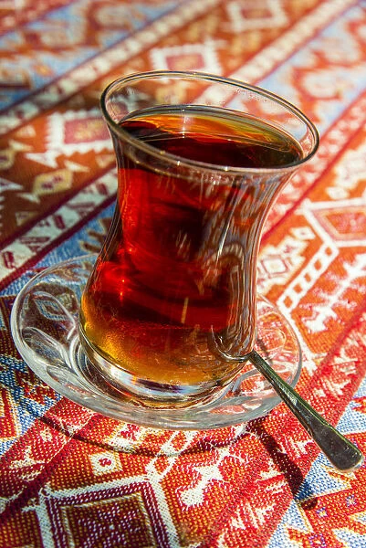 Turkish tea served in the typical tulip shaped glass