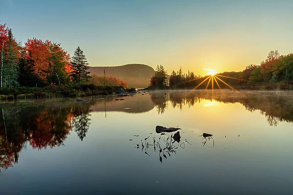 Turtlehead Pond at Sunrise, Groton State Forest, Marshfield, Vermont, New England, USA