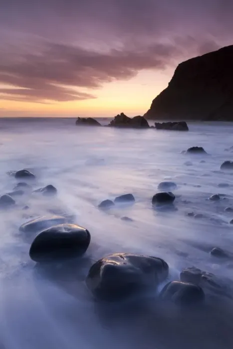 Framed Print : Twilight on the beach at Duckpool on the North Cornish Coastline, Cornwall, England Framed Print : Twilight on the beach at Duckpool on the North Cornish Coastline, Cornwall, England