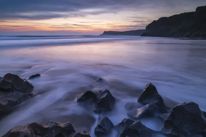 Framed Print : Twilight over Mewslade Bay on the Gower Peninsula, South Wales, UK Framed Print : Twilight over Mewslade Bay on the Gower Peninsula, South Wales, UK
