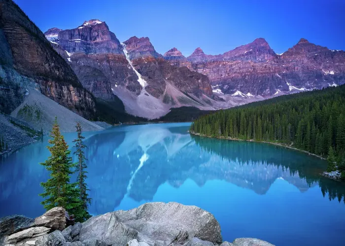 Framed Print : Twilight at Moraine Lake during summer in Banff National Park, Canadian Rockies, Alberta, Canada. Banff National Park, Alberta, Canada Framed Print : Twilight at Moraine Lake during summer in Banff National Park, Canadian Rockies, Alberta, Canada. Banff National Park, Alberta, Canada