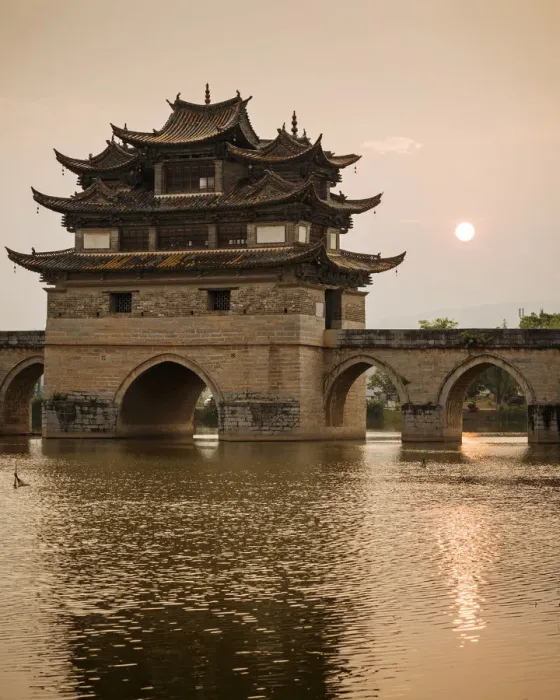 Framed Print : Twin Dragon Bridge at sunset, Jianshui, Yunnan Province, China Framed Print : Twin Dragon Bridge at sunset, Jianshui, Yunnan Province, China