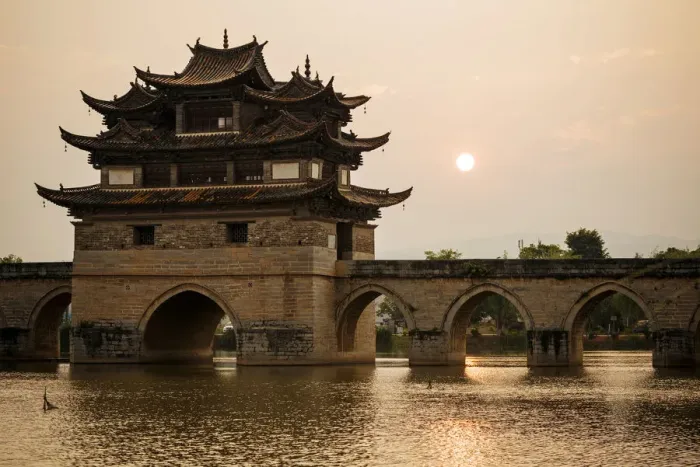 Framed Print : Twin Dragon Bridge at sunset, Jianshui, Yunnan Province, China Framed Print : Twin Dragon Bridge at sunset, Jianshui, Yunnan Province, China